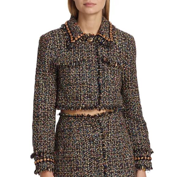 Cinq a Sept 'Odette' Cropped Confetti Tweed Jacket, Black Multi - Picture 4 of 5